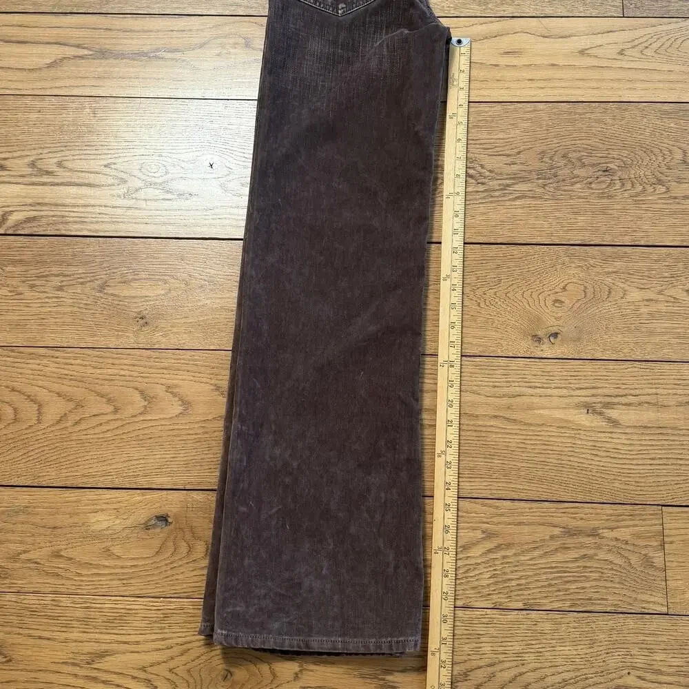 FREE PEOPLE Tinsley Baggy High Rise Flocked Jeans / Chocolate Brown SZ 24 FLAW